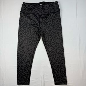 KALI Miami Fitwear Black Leopard Print Cotton Ankle Workout Yoga Leggings 7/8 XL